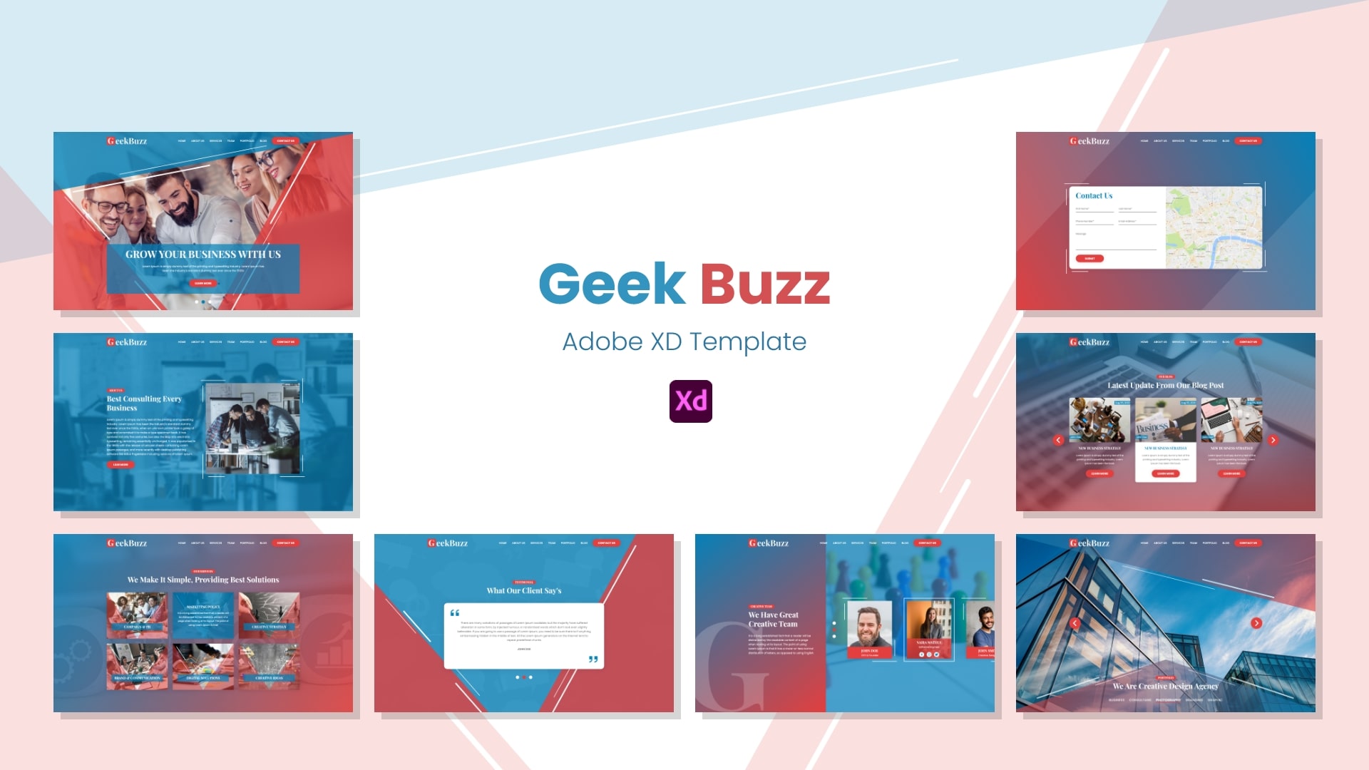 GeekBuzz- Consulting & Business XD graphic designe template