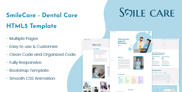 Smile Care: Responsive Dental Care HTML5 Template