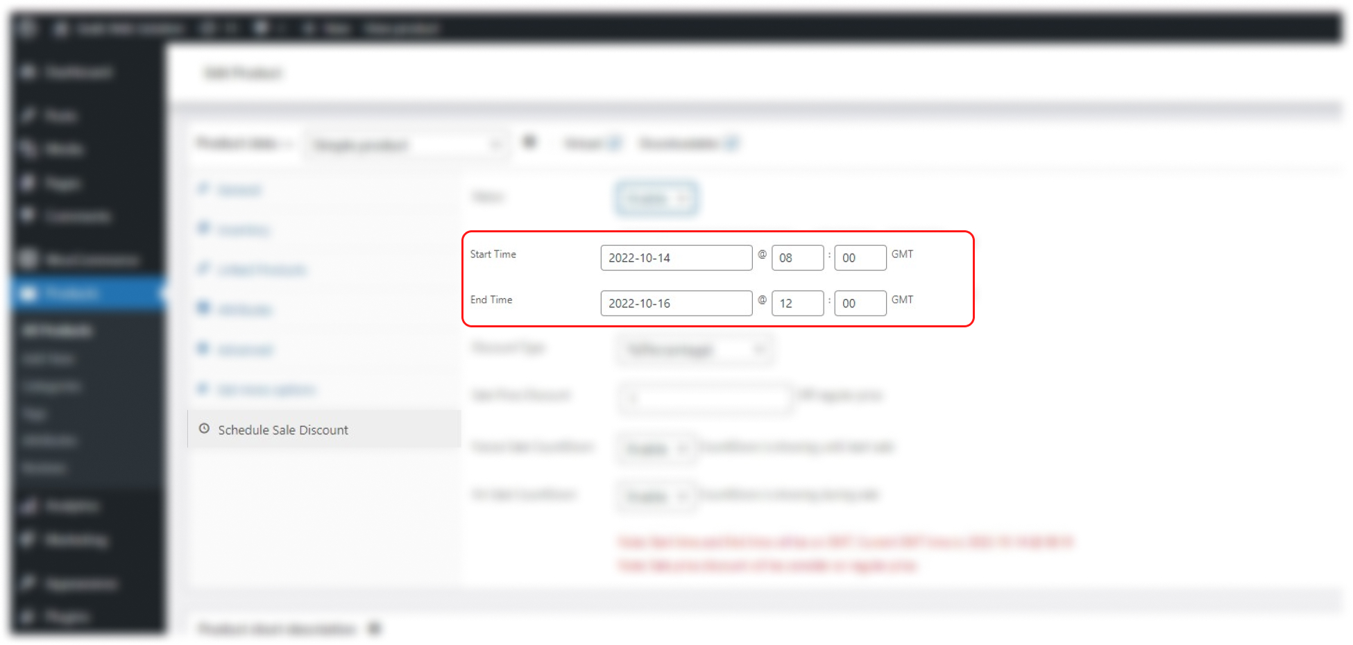 scheduler timer's Start and End time