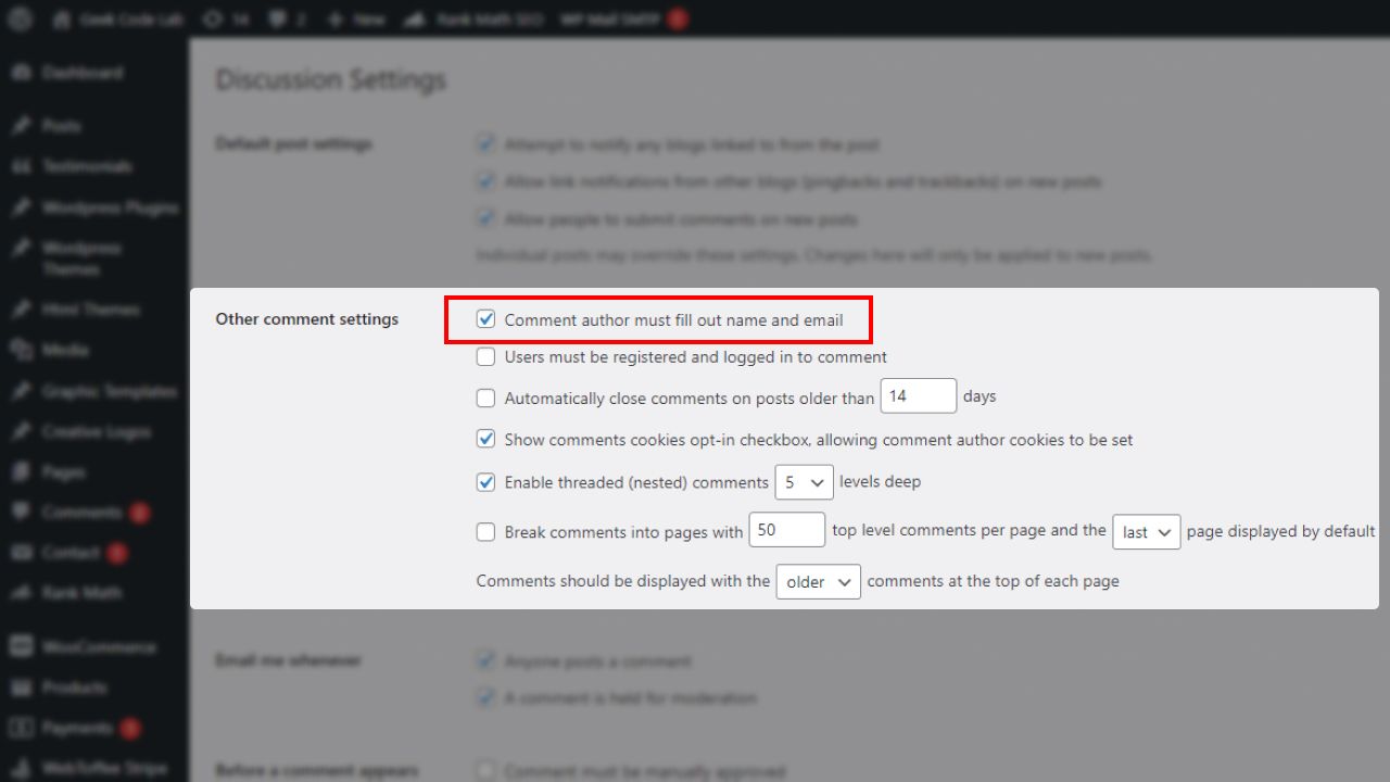 Turn off comments for anonymous users - spam comments on WordPress