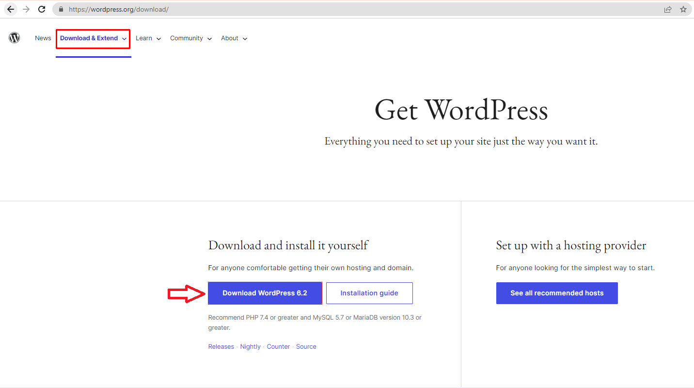 WordPress official website, latest version of WordPress