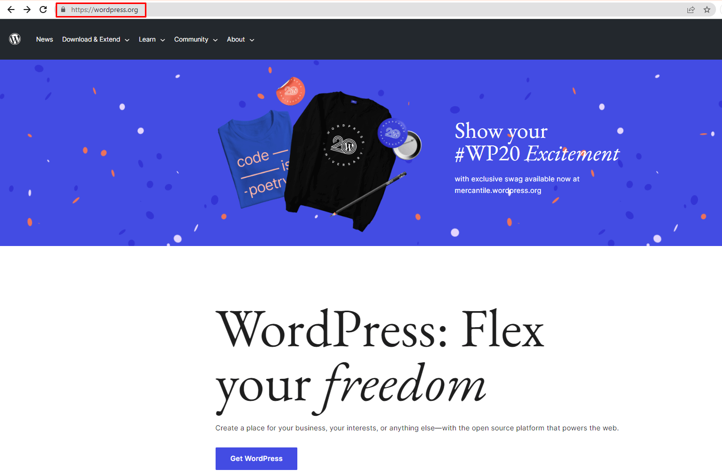 WordPress official website